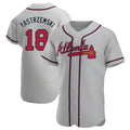 Elroe A.Braves #18 Mike Yastrzemski player Gray Authentic Road Stitched Jerseys