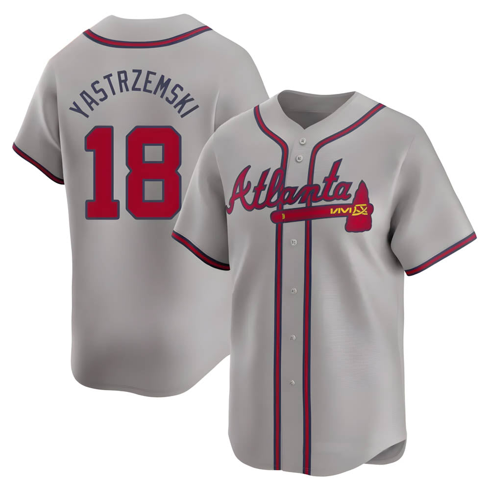 Elroe A.Braves #18 Mike Yastrzemski player Gray Limited Away Stitched Jerseys