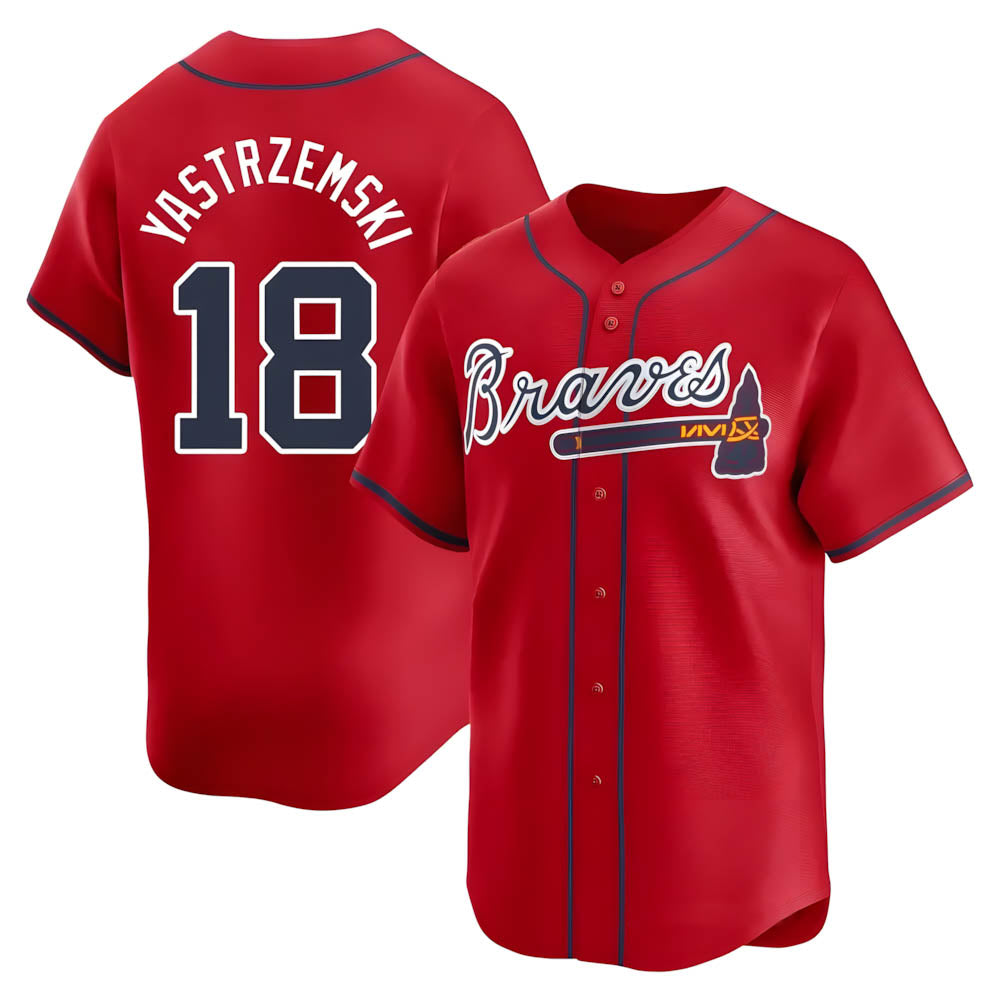 Elroe A.Braves #18 Mike Yastrzemski player Red Limited Alternate Stitched Jerseys