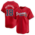 Elroe A.Braves #18 Mike Yastrzemski player Red Limited Alternate Stitched Jerseys