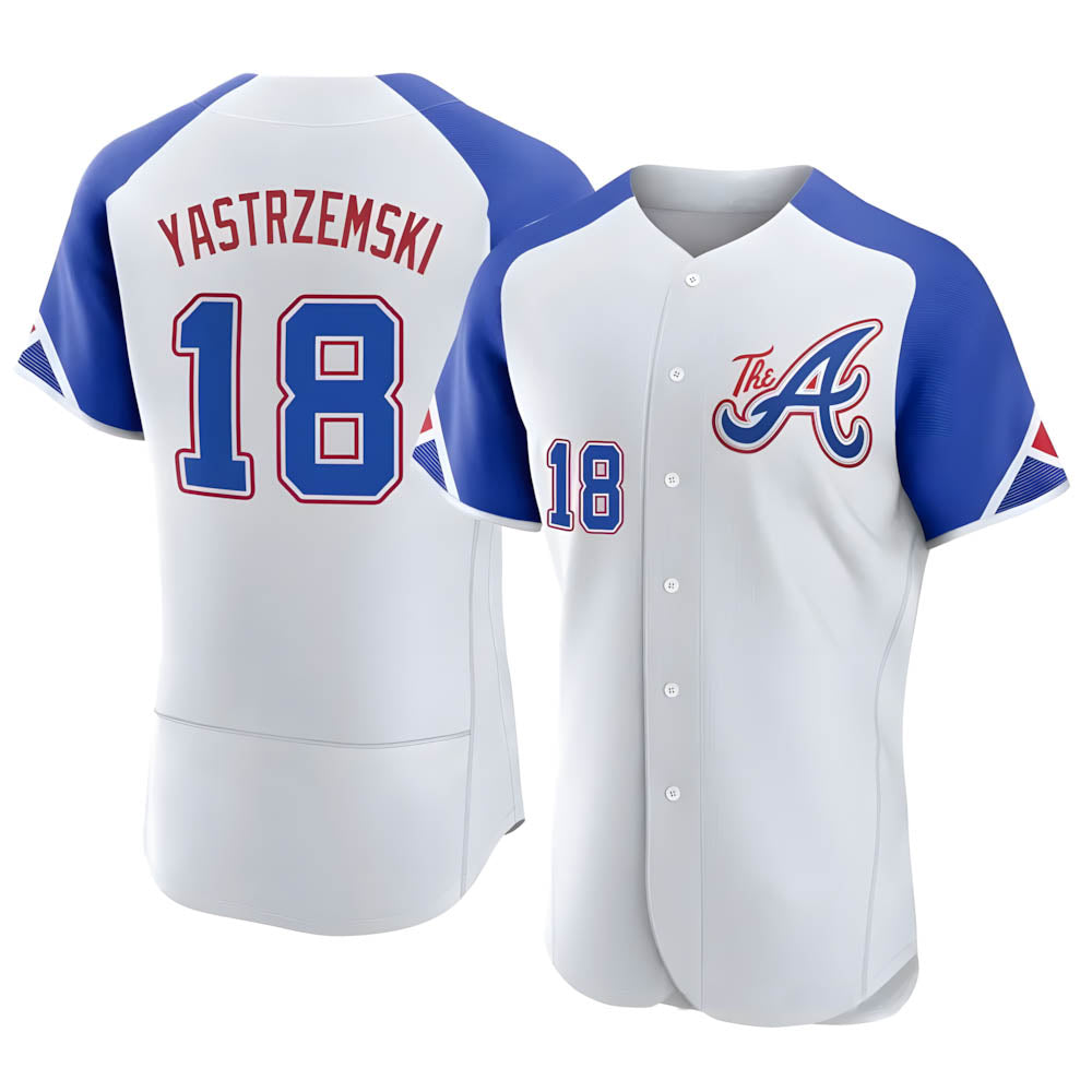 Elroe A.Braves #18 Mike Yastrzemski player White Authentic City Connect Stitched Jerseys