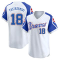 Elroe A.Braves #18 Mike Yastrzemski player White Limited Throwback Cooperstown Collection Stitched Jerseys