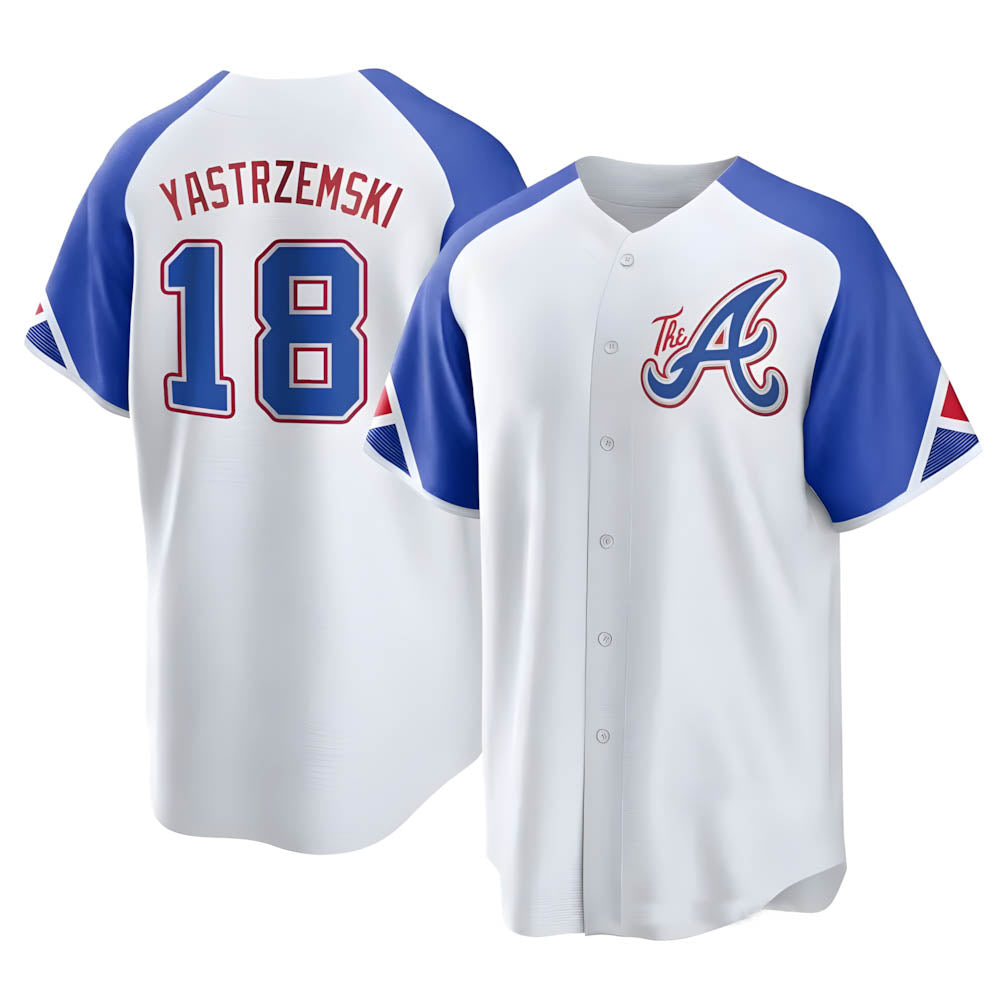 Elroe A.Braves #18 Mike Yastrzemski player White Replica City Connect Stitched Jerseys