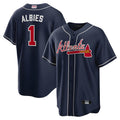 Elroe A.Braves #1 Ozzie Albies Player Navy Alternate Stitched Jerseys