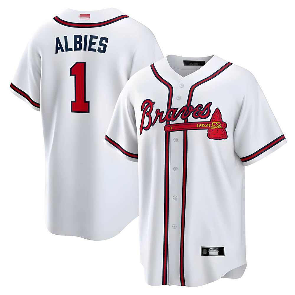 Elroe A.Braves #1 Ozzie Albies Player White Alternate Stitched Jerseys