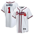 Elroe A.Braves #1 Ozzie Albies Player White Alternate Stitched Jerseys