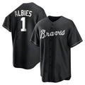 Elroe A.Braves #1 Ozzie Albies Player Black&White Replica Stitched Jerseys