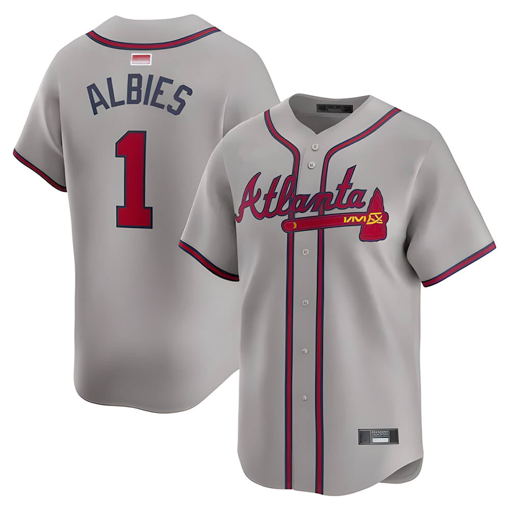 Elroe A.Braves #1 Ozzie Albies Player Gray Vapor Premier City Connect Premium Stitched Jerseys