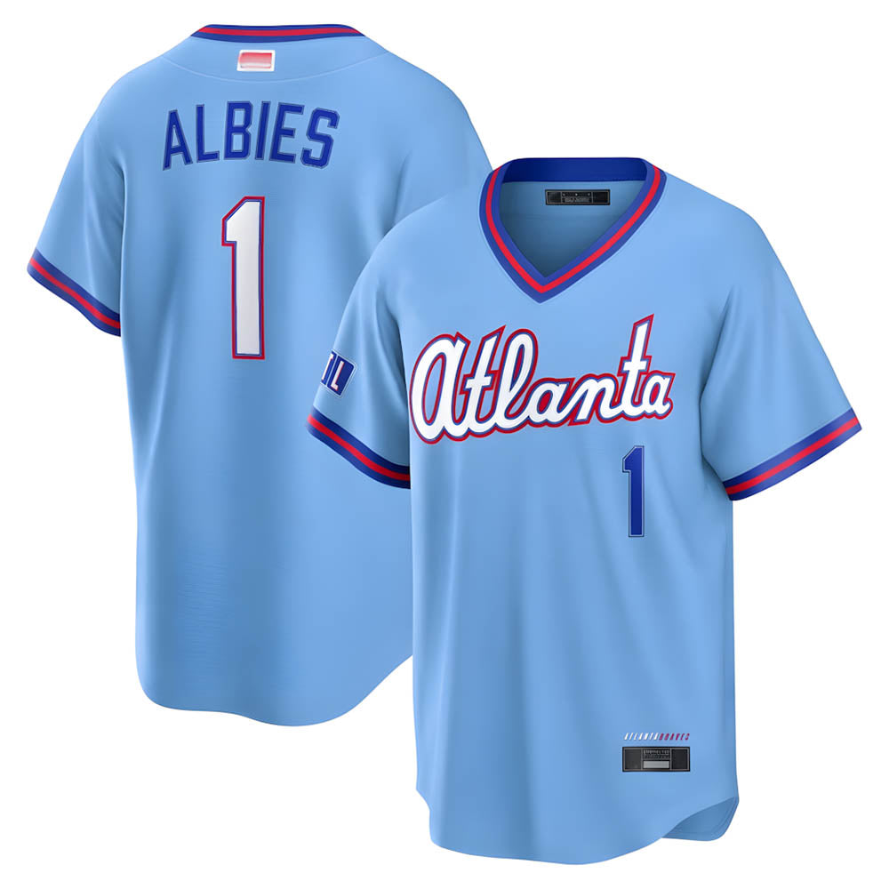 Elroe A.Braves #1 Ozzie Albies Player Powder Blue 2026 City Connect T shirt Stitched Jerseys