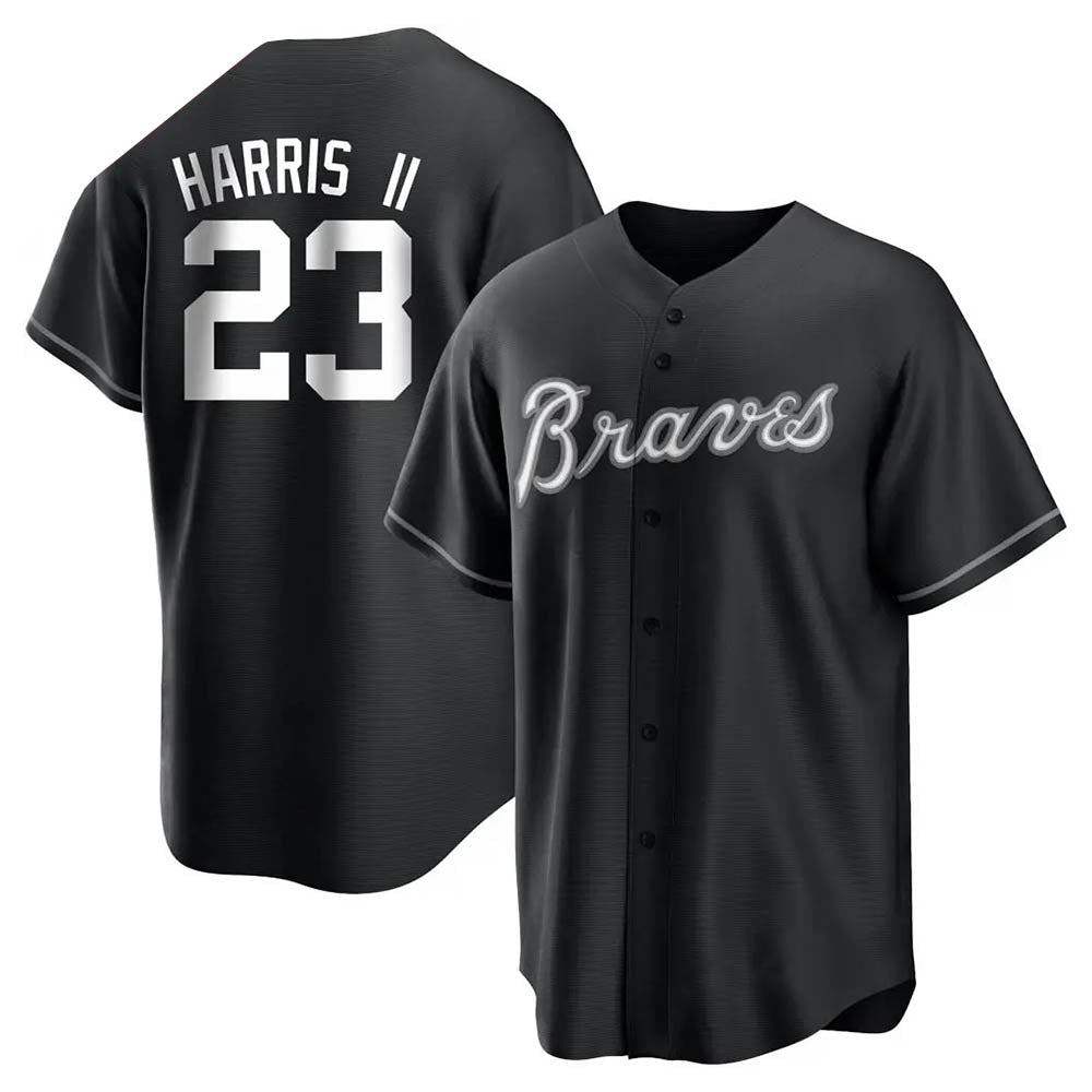 Elroe A.Braves #23 Michael Harris II player Black&White Replica Stitched Jerseys