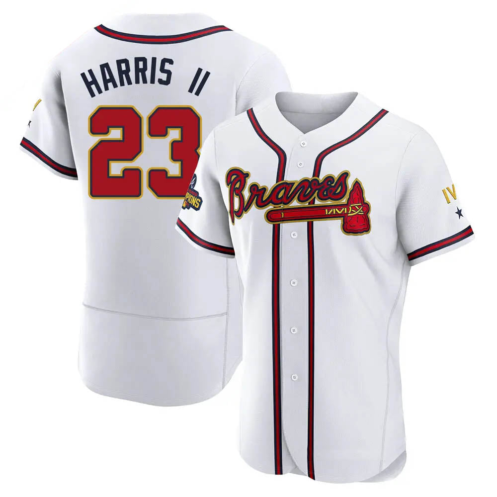 Elroe A.Braves #23 Michael Harris II player White&Gold Authentic Program Stitched Jerseys