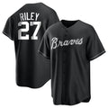 Elroe A.Braves #27 Austin Riley Player Black&White Replica Stitched Jerseys