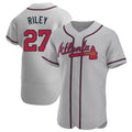 Elroe A.Braves #27 Austin Riley Player Gray Authentic Road Stitched Jerseys