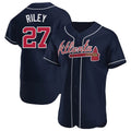 Elroe A.Braves #27 Austin Riley Player Navy Authentic Alternate Stitched Jerseys