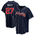 Elroe A.Braves #27 Austin Riley Player Navy Replica Alternate Stitched Jerseys