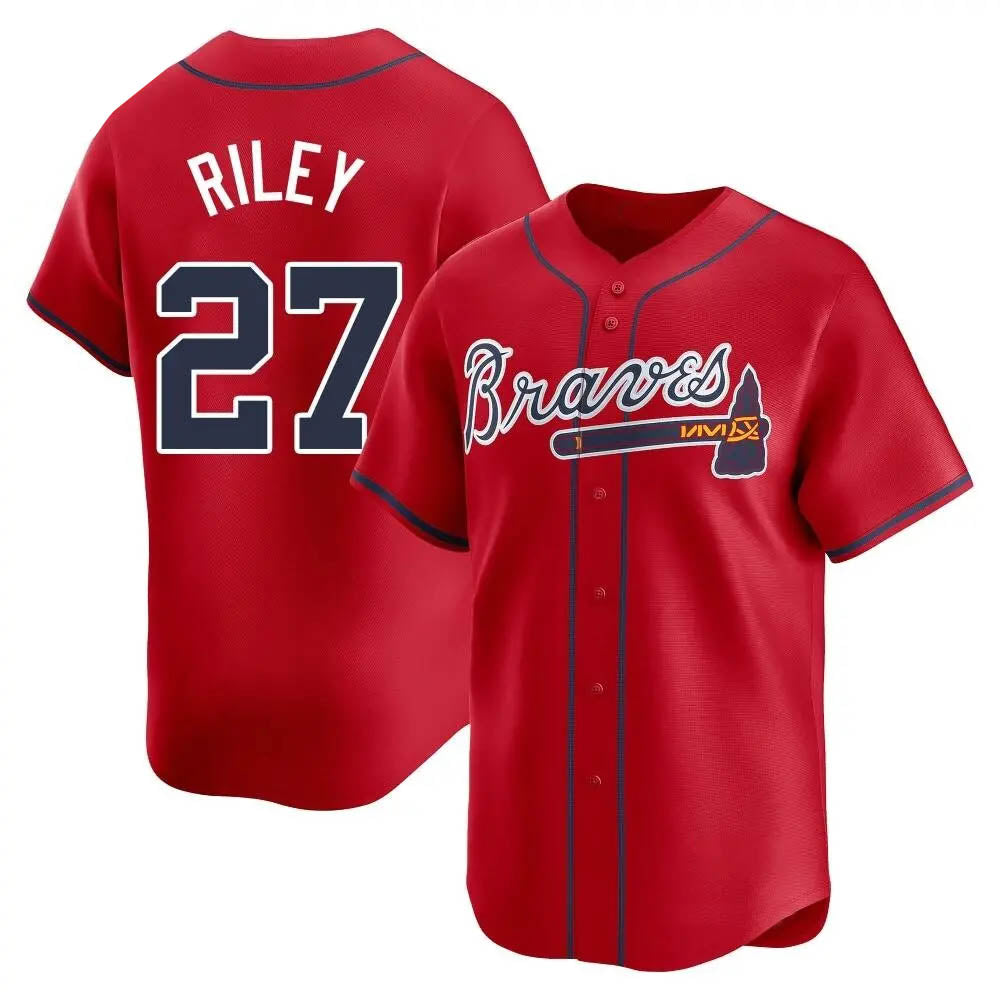 Elroe A.Braves #27 Austin Riley Player Red Limited Alternate Stitched Jerseys