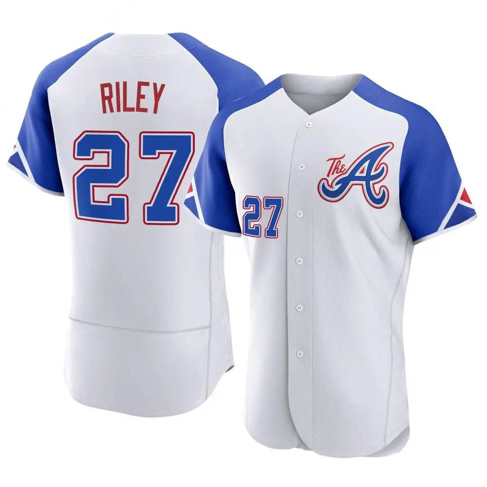 Elroe A.Braves #27 Austin Riley Player White Authentic City Connect Stitched Jerseys