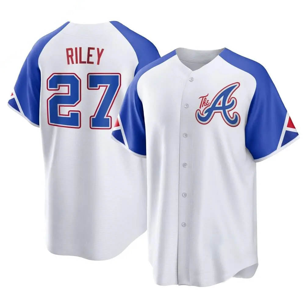 Elroe A.Braves #27 Austin Riley Player White Replica City Connect Stitched Jerseys