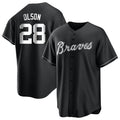 Elroe A.Braves #28 Matt Olson Player Black&White Replica Stitched Jerseys
