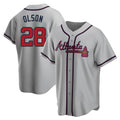 Elroe A.Braves #28 Matt Olson Player Gray Replica Road Stitched Jerseys