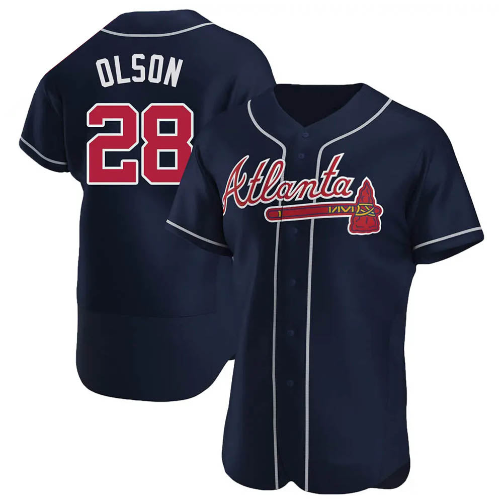 Elroe A.Braves #28 Matt Olson Player Navy Authentic Alternate Stitched Jerseys