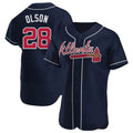 Elroe A.Braves #28 Matt Olson Player Navy Authentic Alternate Stitched Jerseys