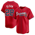 Elroe A.Braves #28 Matt Olson Player Red Limited Alternate Stitched Jerseys