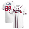 Elroe A.Braves #28 Matt Olson Player White Authentic Home Stitched Jerseys