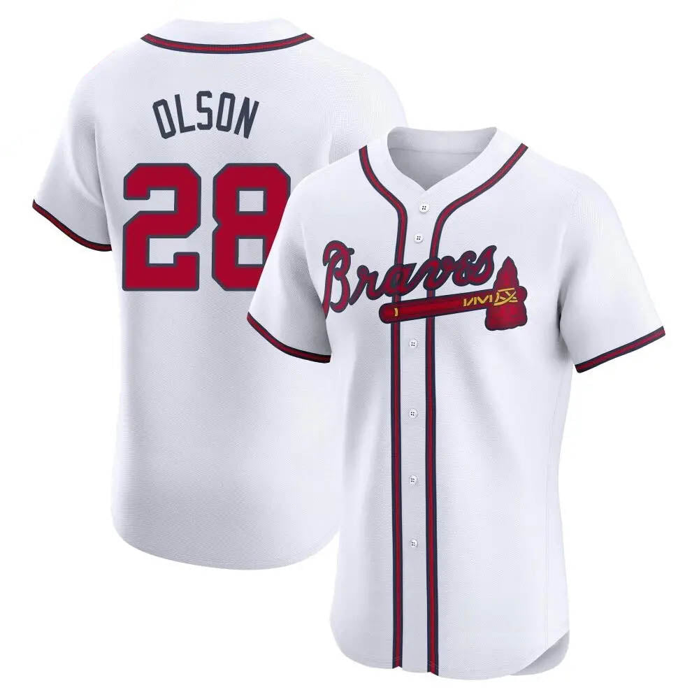 Elroe A.Braves #28 Matt Olson Player White Elite Home Stitched Jerseys