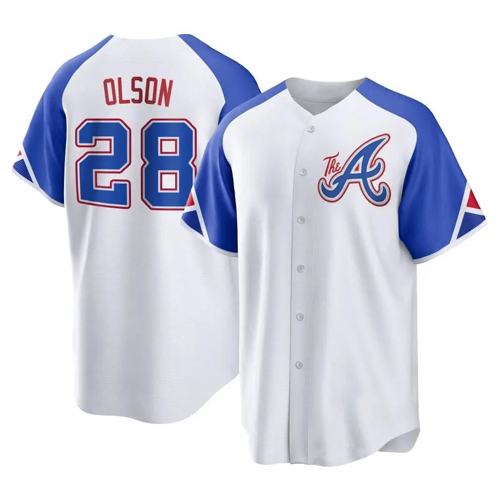 Elroe A.Braves #28 Matt Olson Player White Replica City Connect Stitched Jerseys