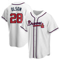 Elroe A.Braves #28 Matt Olson Player White Replica Home Stitched Jerseys