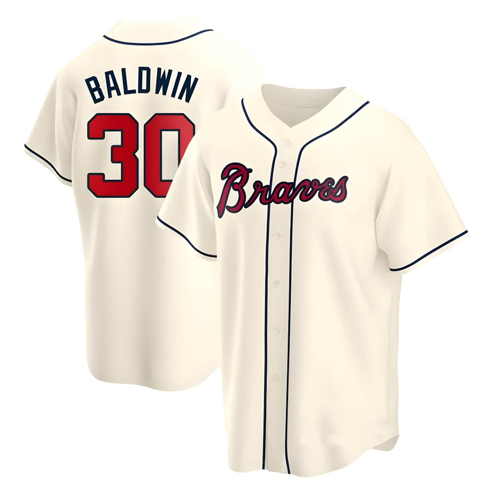 Elroe A.Braves #30 Drake Baldwin player Cream Replica Alternate Stitched Jerseys