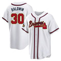 Elroe A.Braves #30 Drake Baldwin player Gold Replica White Program Stitched Jerseys
