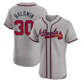 Elroe A.Braves #30 Drake Baldwin player Gray Elite Road Stitched Jerseys