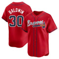 Elroe A.Braves #30 Drake Baldwin player Red Limited Alternate Stitched Jerseys