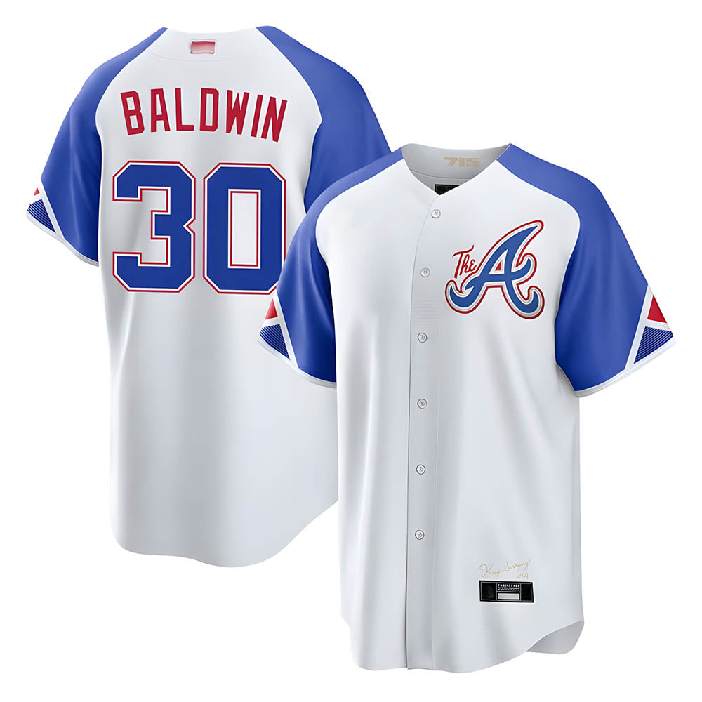 Elroe A.Braves #30 Drake Baldwin player White City Connect Stitched Jerseys