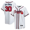 Elroe A.Braves #30 Drake Baldwin player White Home Replica Stitched Jerseys
