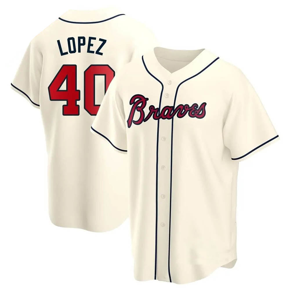 Elroe A.Braves #40 Reynaldo Lopez player Cream Replica Alternate Stitched Jerseys