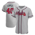 Elroe A.Braves #40 Reynaldo Lopez player Gray Authentic Road Stitched Jerseys