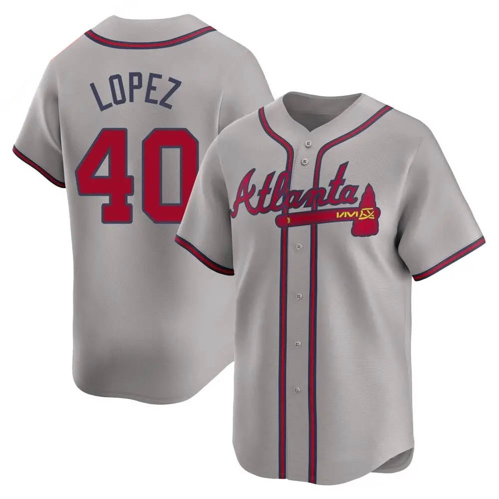 Elroe A.Braves #40 Reynaldo Lopez player Gray Limited Away Stitched Jerseys