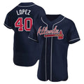 Elroe A.Braves #40 Reynaldo Lopez player Navy Authentic Alternate Stitched Jerseys