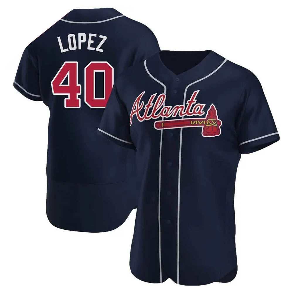 Elroe A.Braves #40 Reynaldo Lopez player Navy Authentic Alternate Stitched Jerseys