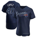 Elroe A.Braves #40 Reynaldo Lopez player Navy Authentic Alternate Team Stitched Jerseys