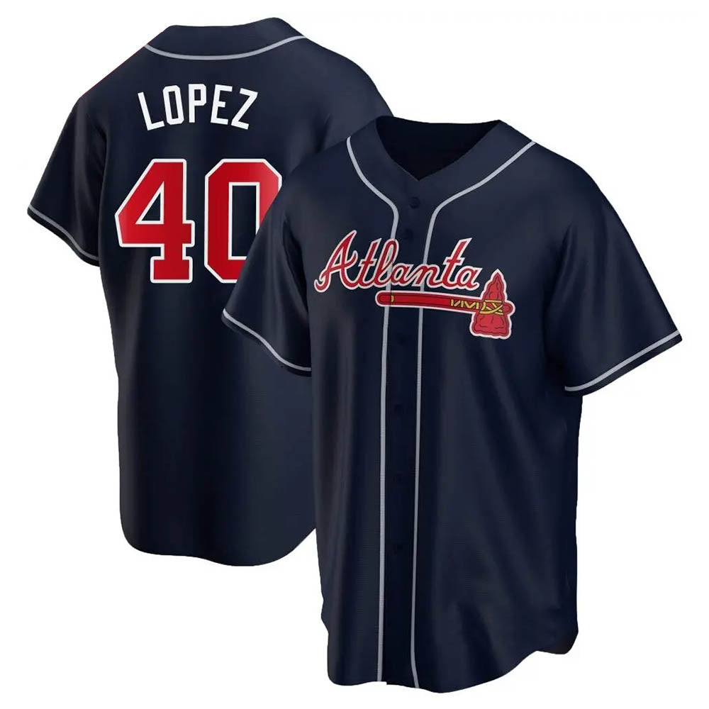 Elroe A.Braves #40 Reynaldo Lopez player Navy Replica Alternate Stitched Jerseys