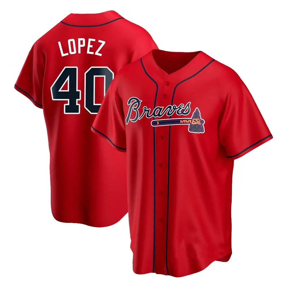 Elroe A.Braves #40 Reynaldo Lopez player Red Replica Alternate Stitched Jerseys