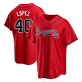 Elroe A.Braves #40 Reynaldo Lopez player Red Replica Alternate Stitched Jerseys
