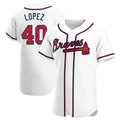 Elroe A.Braves #40 Reynaldo Lopez player White Authentic Home Stitched Jerseys