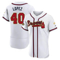 Elroe A.Braves #40 Reynaldo Lopez player White&Gold Authentic Program Stitched Jerseys