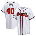Elroe A.Braves #40 Reynaldo Lopez player White&Gold Replica Program Stitched Jerseys