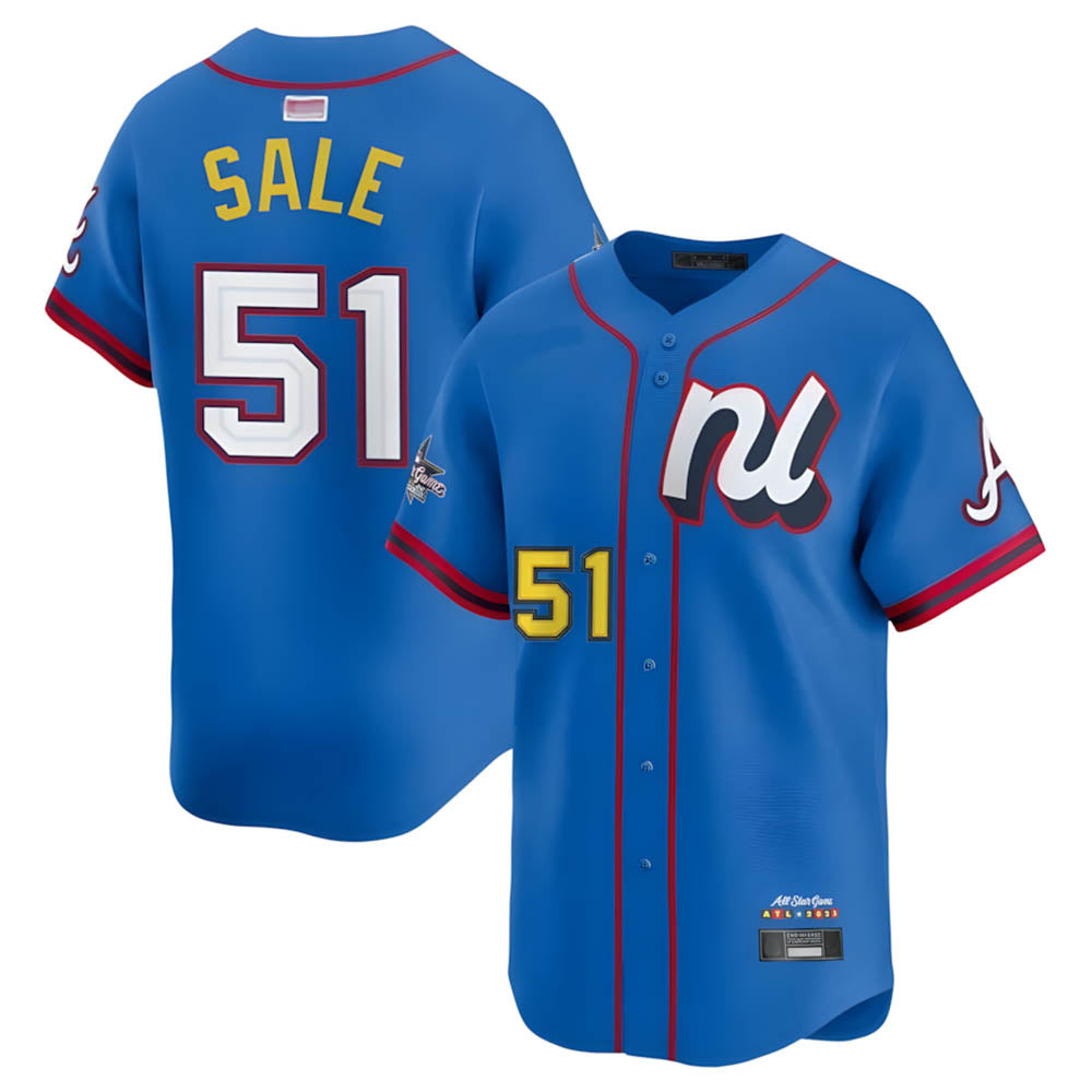 Elroe A.Braves #51 Chris Sale Player Blue National League Limited Stitched Jerseys